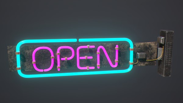Neon open sign 3D - TurboSquid 1835623