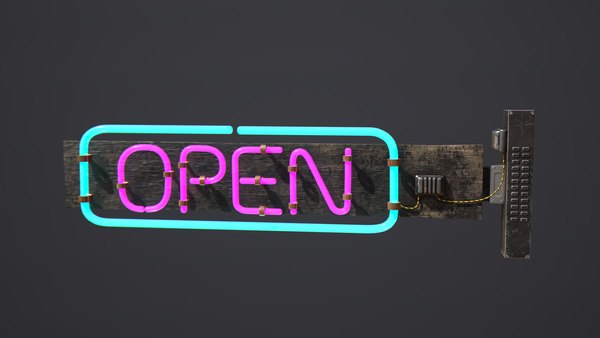 Neon open sign 3D - TurboSquid 1835623