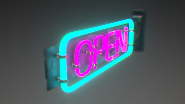 Neon open sign 3D - TurboSquid 1835623