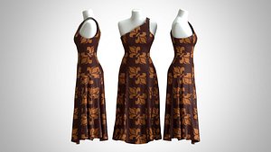 3D Woman Dress 2 Brown Medieval