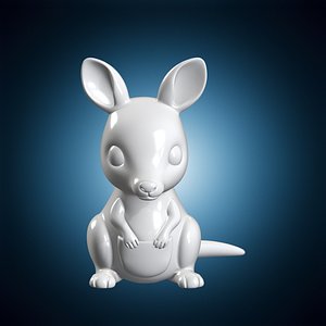 Cute Kangaroo Figure 3D Print Model