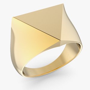 Gold Triangle Signet Ring 3D model