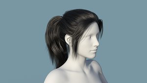Realistic Female Polygon Long Black Hair 38