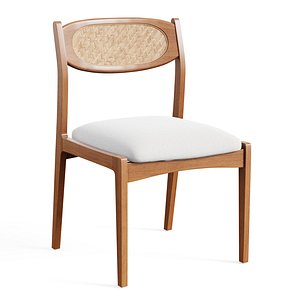 Zoey Caned Armless Dining Chair 3D