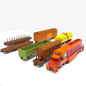 lowpoly cartoon train