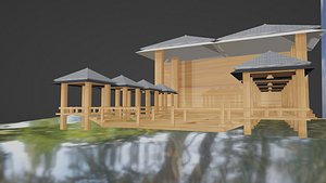 Restorant  food Gazebo  wood Teak Outdoor Beach 3D model