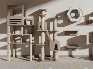 Cat Tree Climbing Furniture Set 3D