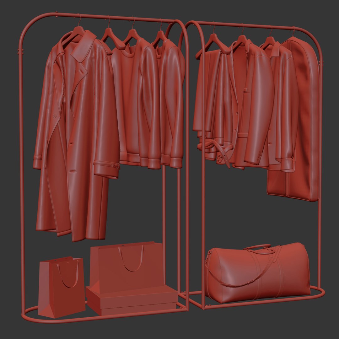 3D Model Rack With Clothes 03 - TurboSquid 2344656
