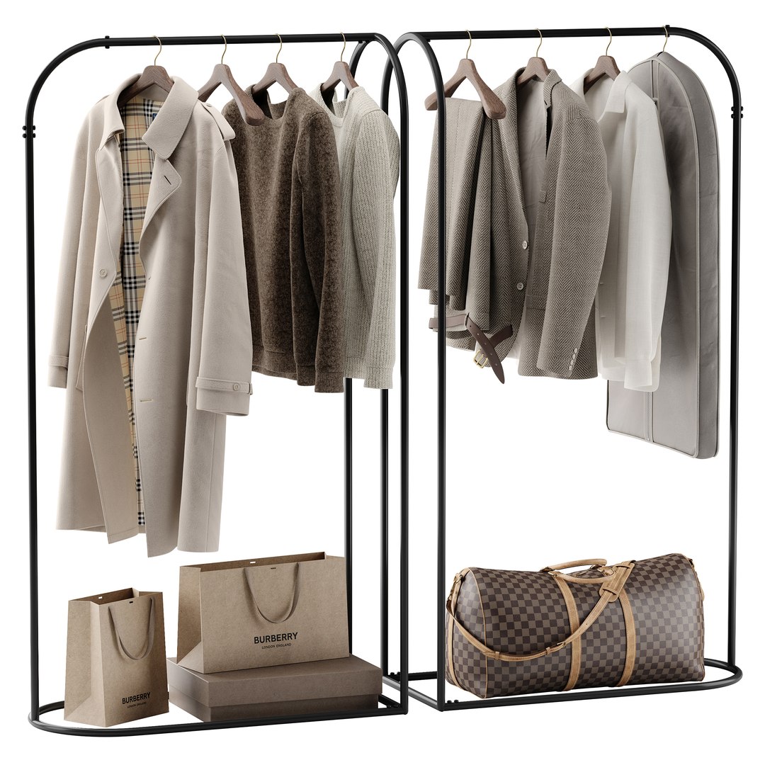 3D Model Rack With Clothes 03 - TurboSquid 2344656
