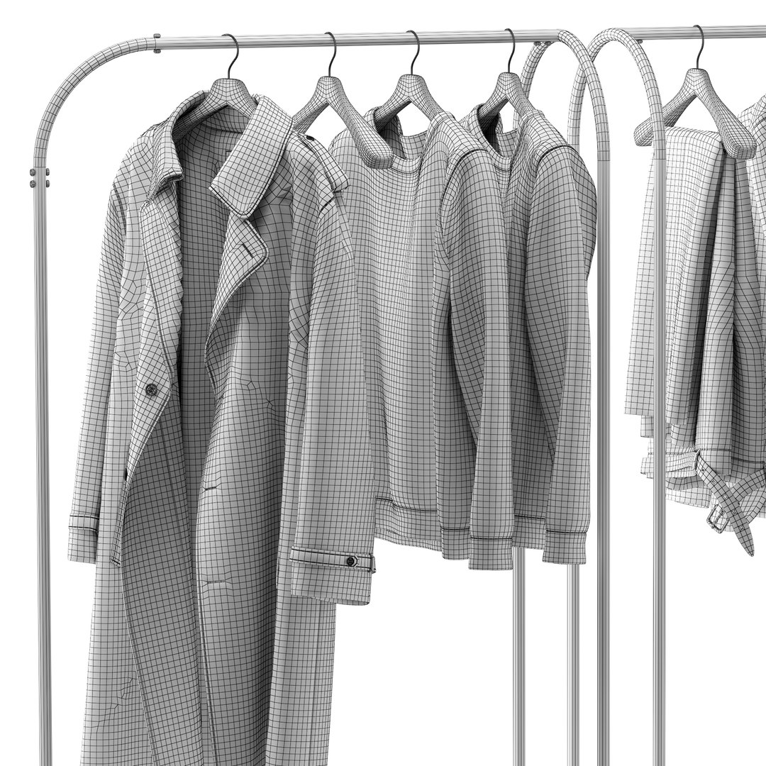 3D Model Rack With Clothes 03 - TurboSquid 2344656