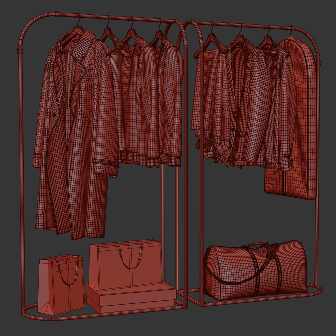 3D Model Rack With Clothes 03 - TurboSquid 2344656