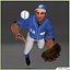 Three Baseball Players white CATCHER black BATTER and White PITCHER