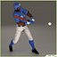Three Baseball Players white CATCHER black BATTER and White PITCHER
