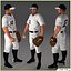 Three Baseball Players white CATCHER black BATTER and White PITCHER