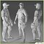 Three Baseball Players white CATCHER black BATTER and White PITCHER