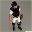 Three Baseball Players white CATCHER black BATTER and White PITCHER