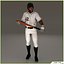 Three Baseball Players white CATCHER black BATTER and White PITCHER