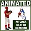 Three Baseball Players white CATCHER black BATTER and White PITCHER