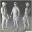 Three Baseball Players white CATCHER black BATTER and White PITCHER