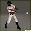 Three Baseball Players white CATCHER black BATTER and White PITCHER