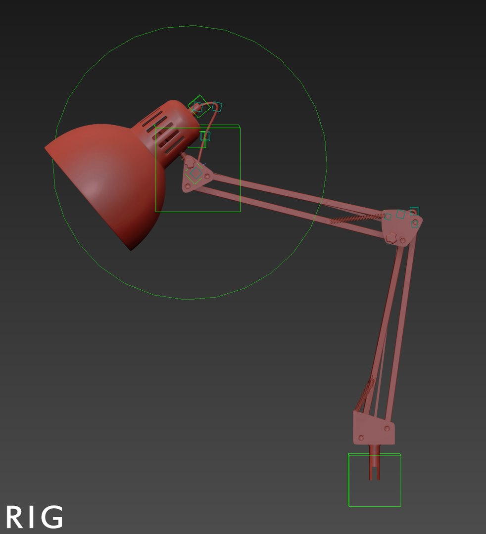 retro desk lamp rig 3d model