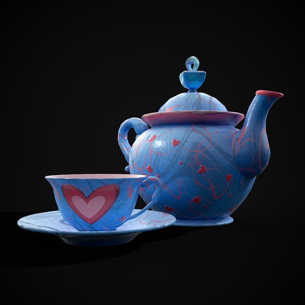 Blue Valentines Tea Set 3D model