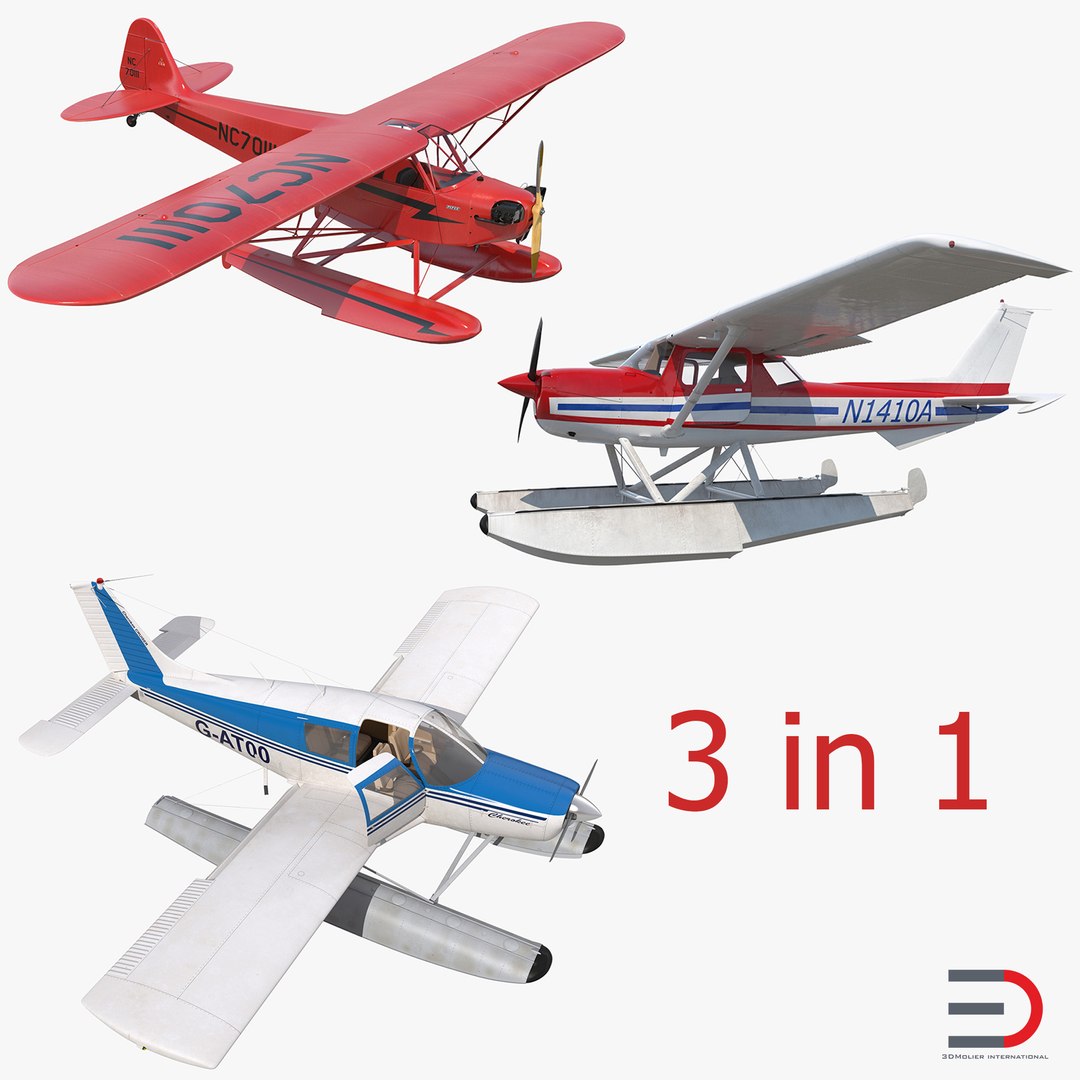 Seaplanes Rigged Collection 3D model preview