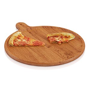 scanned slices pizza wooden board 3d max
