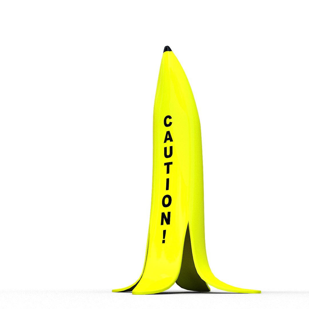 3D banana wet sign caution model - TurboSquid 1560388