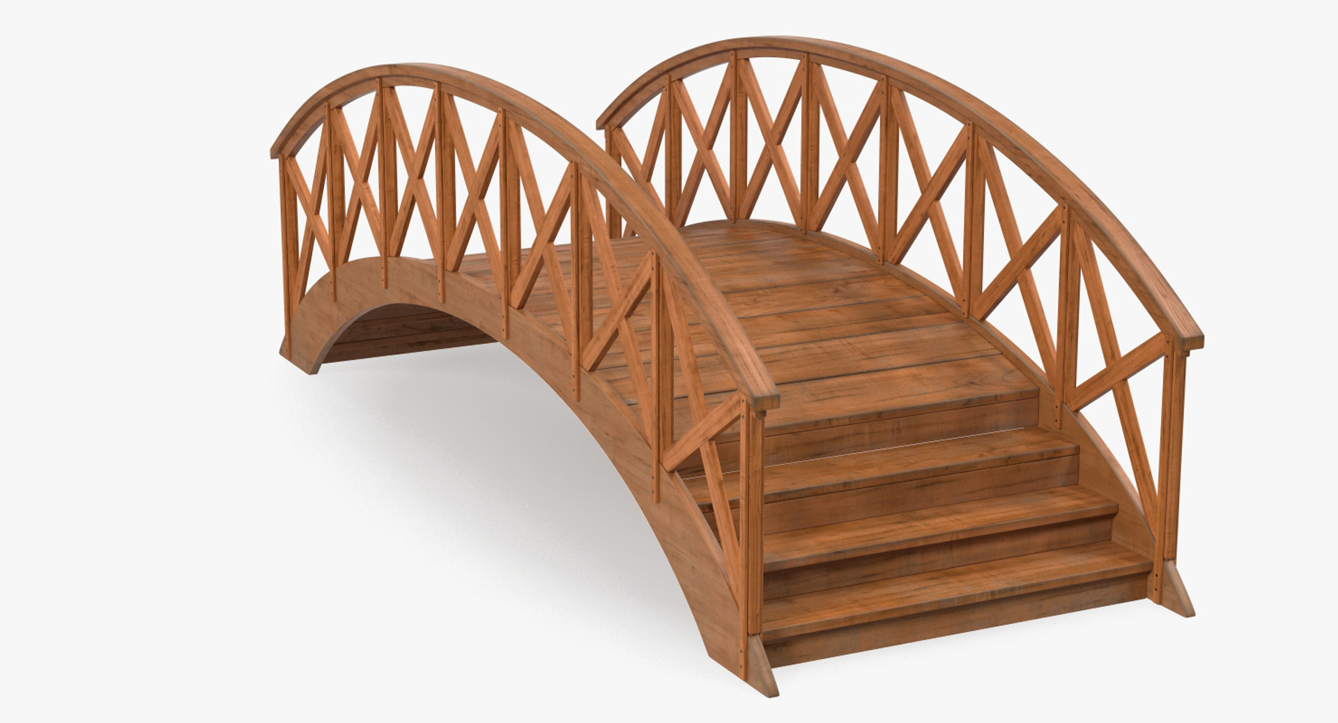 3D Arc Wooden Footbridge Model TurboSquid 1329519