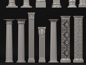 Classical European Roman Columns and Architectural Pillars Set 3D model