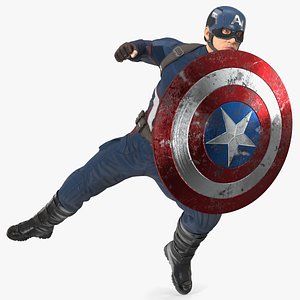 Captain America Attack Pose in Shabby Suit