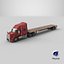 3D Generic Used Semi Truck with Flatbed Trailer