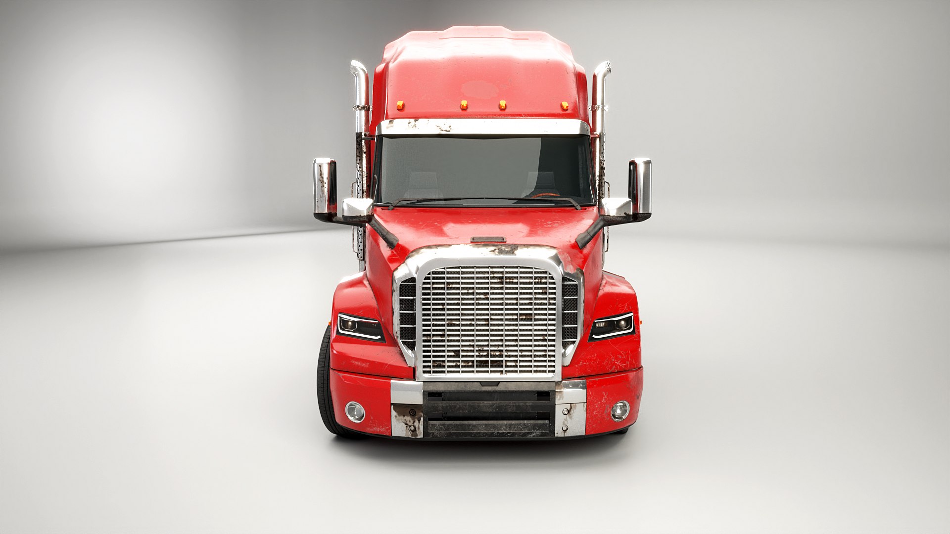 3D Generic Used Semi Truck With Flatbed Trailer - TurboSquid 2312727
