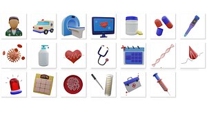 3D Medicine 3D Icon Set 3D model