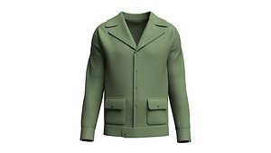 Men Button-Up Jacket With Flap Pockets 3D model