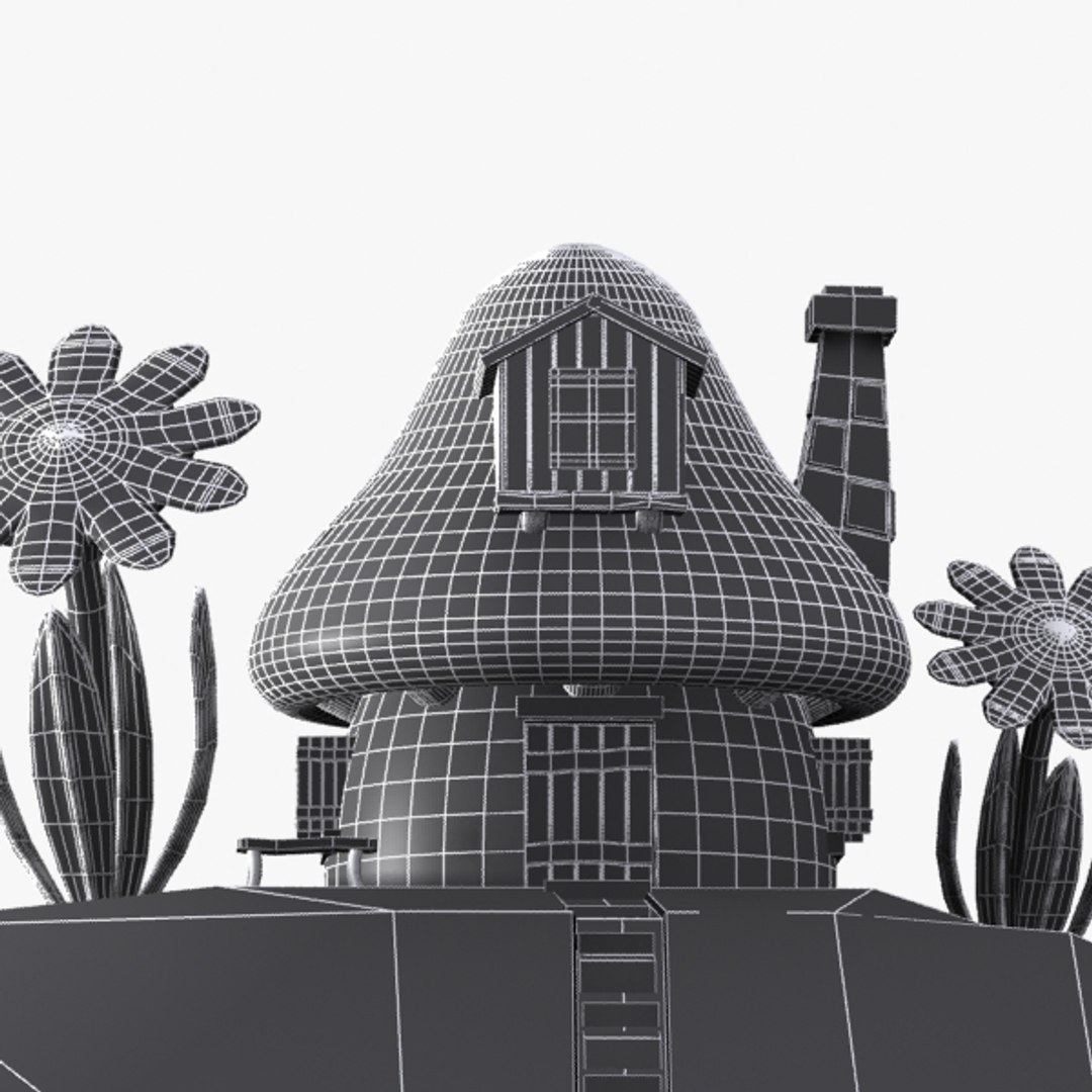 3d Mushroom House Smurf 0316