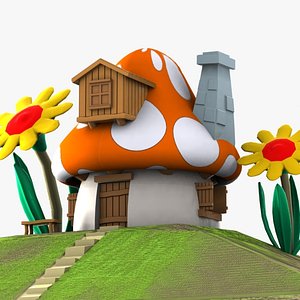 3d mushroom house smurf