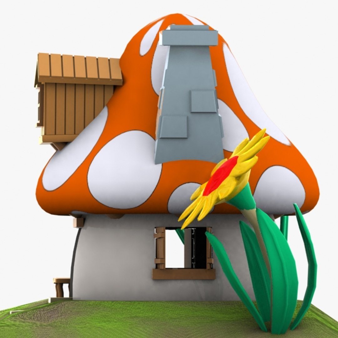 3d Mushroom House Smurf 0266