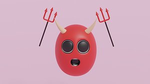 Cartoon Cute Devil and Devil Trident 3D model