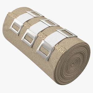 Rolled Elastic Bandage Beige with Clamps