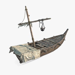 Water carrying small wooden boat 3D model