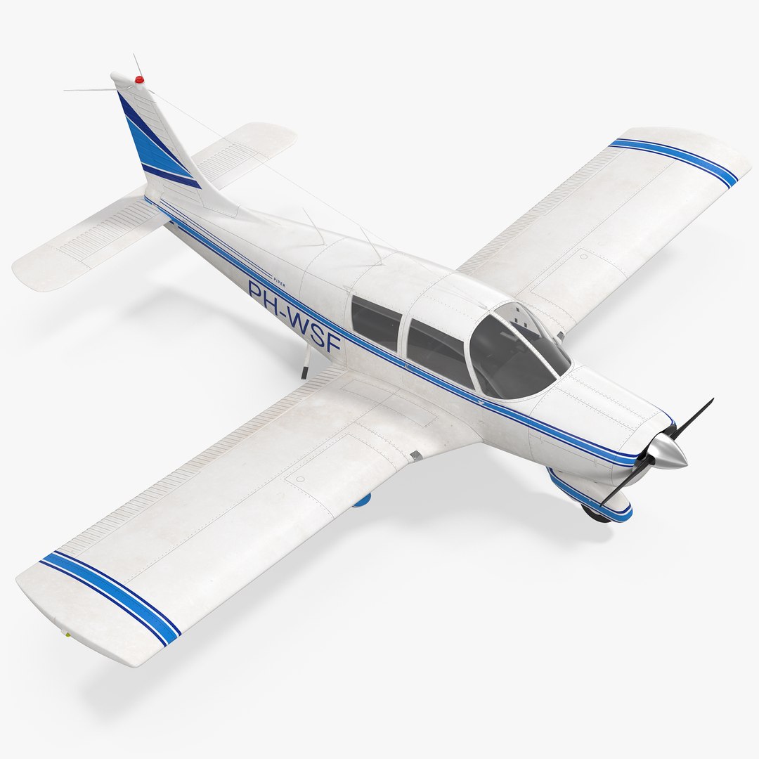 Civil Utility Aircraft Piper PA 28 Cherokee 3D model preview