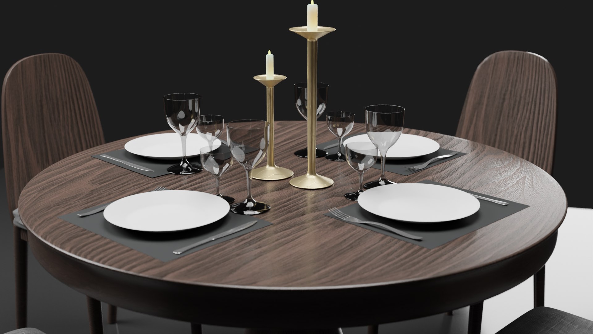 Dining Table Chairs Glasses Model - TurboSquid 1664233