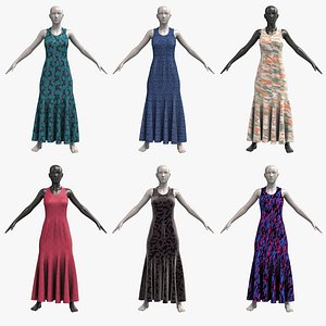 3D Dress Collection 002 with Mannequin PBR 4K - 6 Types