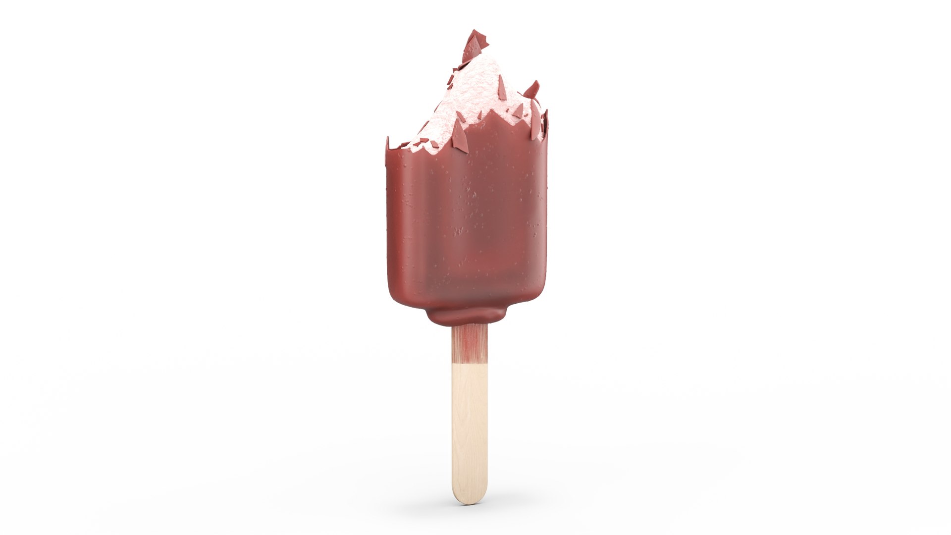 Half of Strawberry Ice Cream Chocolate Covered Bar 3D model preview