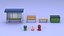 Cartoon Low Poly Street Props Pack model