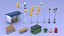 Cartoon Low Poly Street Props Pack model