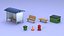 Cartoon Low Poly Street Props Pack model