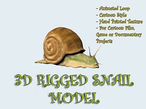 3d rigged snail cartoon animation
